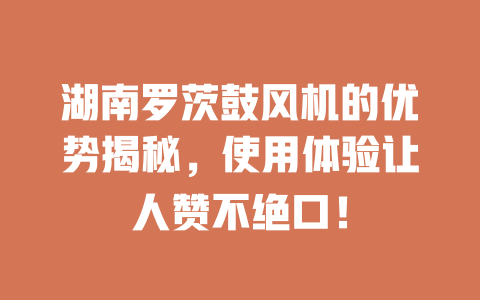 湖南羅茨鼓風(fēng)機的優(yōu)勢揭秘,使用體驗讓人贊不絕口! 一