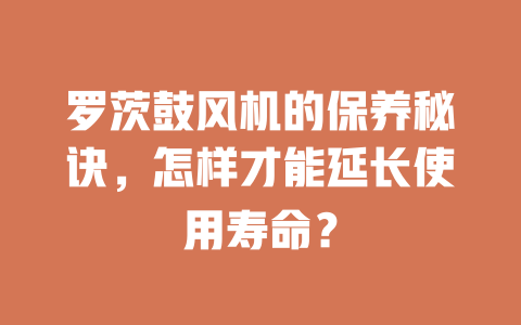 羅茨鼓風(fēng)機(jī)的保養(yǎng)秘訣，怎樣才能延長(zhǎng)使用壽命？ 一