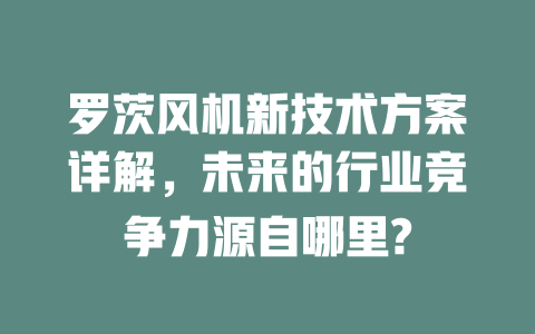 羅茨風機新技術方案詳解,未來的行業競爭力源自哪里? 一
